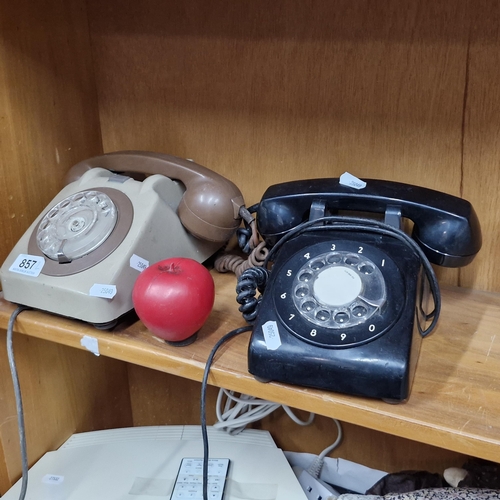 857 - Two 1970's rotary dial telephones.