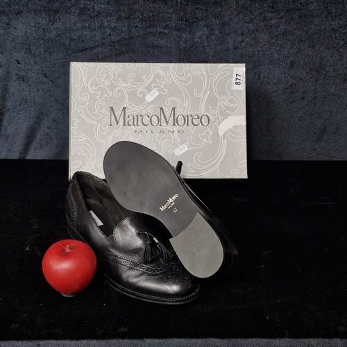 877 - A stylish pair of brand new men's Italian black leather Marco Moreo loafers. Brand new in original b... 