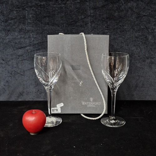 878 - A beautiful pair of large Waterford Crystal siren red wine glasses. Brand new in original presentati... 