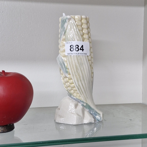 884 - A superb antique Belleek (first black stamp 1863 - 1891) corn on the cob vase. In excellent conditio... 