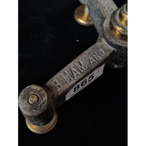 865 - Two antique scientific instruments including a P. Harris Ltd Dublin stand along with one other scien... 