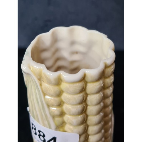 884 - A superb antique Belleek (first black stamp 1863 - 1891) corn on the cob vase. In excellent conditio... 