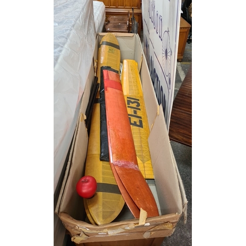 A large 6 ft Box containing balsa model aeroplane components, including ...