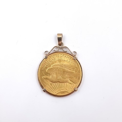26 - Super Star Lot: A fantastic 1925 United States of America Twenty Dollar gold coin mounted in a nine ... 