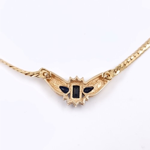 41 - Super Star Lot: An impressive sapphire and diamond pendant necklace set in 14 carat gold chain marke... 