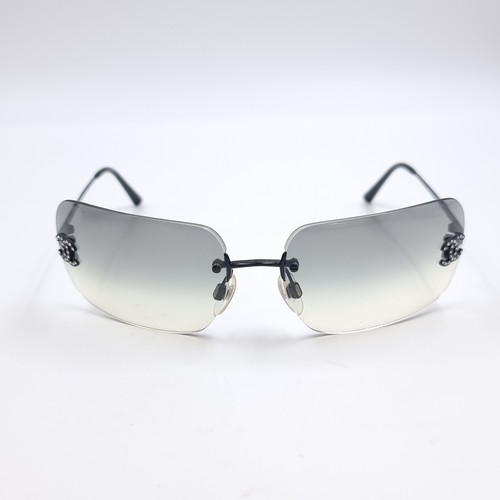 445 - Star Lot: A stunning pair of designer Chanel 4017-D black gradient rhinestone logo sunglasses, lense... 
