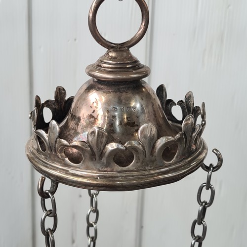 1222 - Super Star Lot: An exceptional antique Irish silver substantial religious sanctuary lamp, masterfull... 