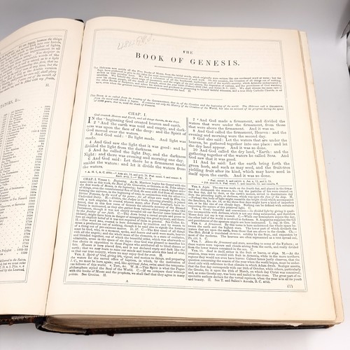 1223 - Star Lot: A superb example of an antique very large Holy Bible with beautiful plates, protected by r... 