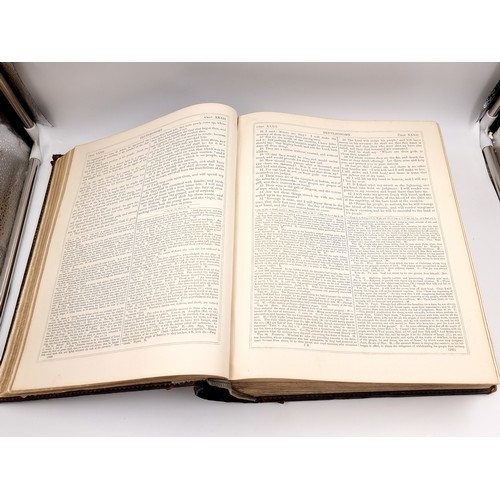 1223 - Star Lot: A superb example of an antique very large Holy Bible with beautiful plates, protected by r... 