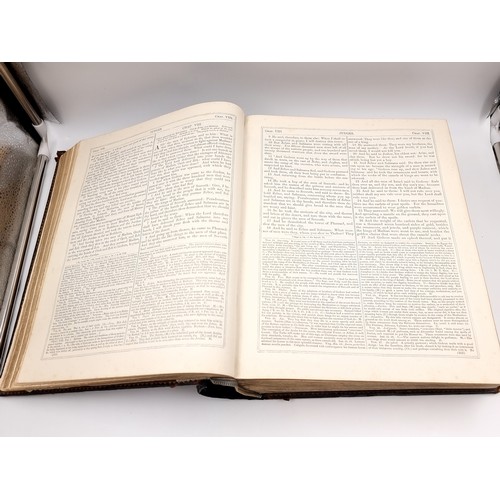 1223 - Star Lot: A superb example of an antique very large Holy Bible with beautiful plates, protected by r... 