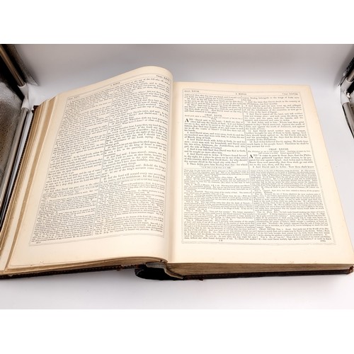 1223 - Star Lot: A superb example of an antique very large Holy Bible with beautiful plates, protected by r... 