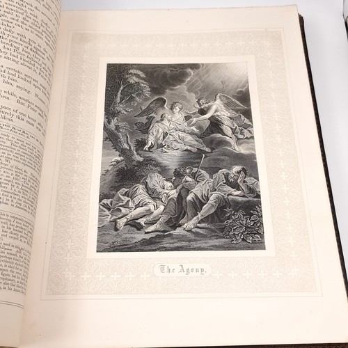 1223 - Star Lot: A superb example of an antique very large Holy Bible with beautiful plates, protected by r... 