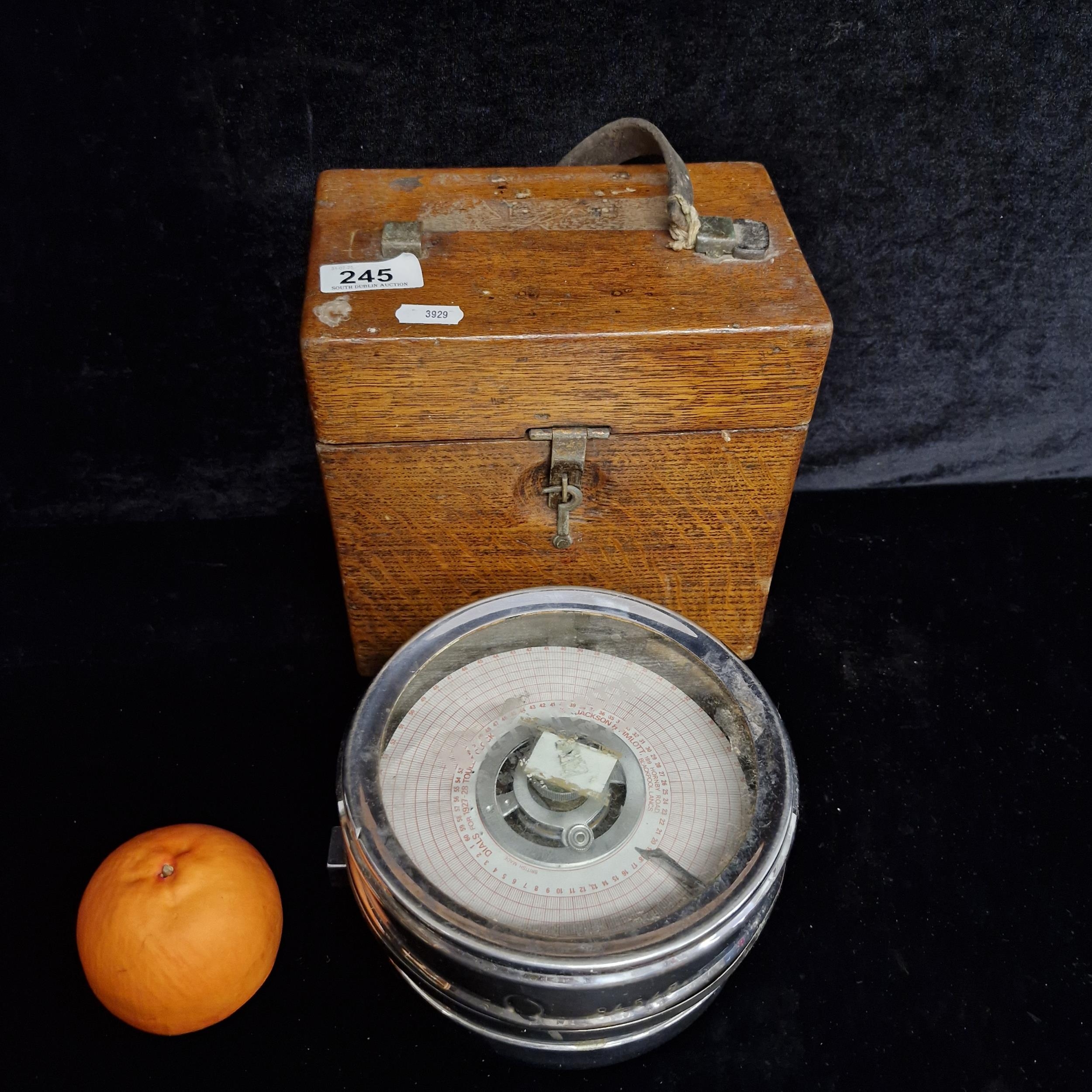 A Toulet Imperator Vintage Pigeon Racing Timer clock in oak carry case ...
