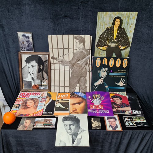 A selection of Elvis Presley memorabilia items comprised of a wooden ...