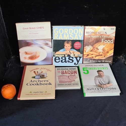 Group of six cookbooks: Jamie Oliver ‘5 Ingredients’, Gordon Ramsay ...