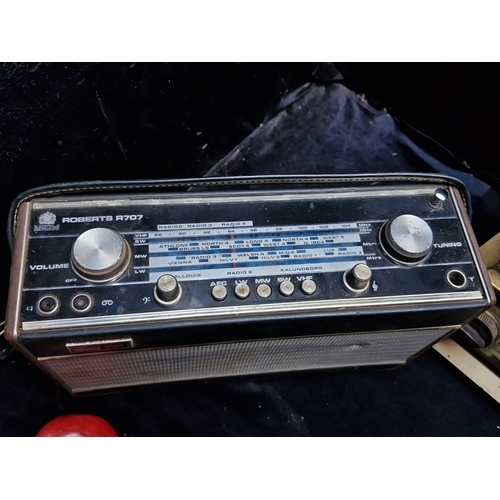 Group of three vintage radios: Roberts R707 portable transistor ...