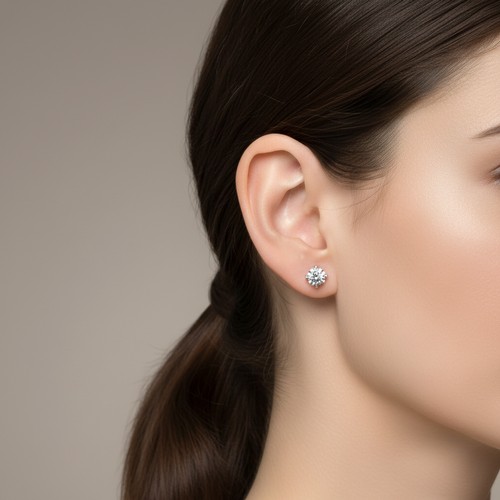 12 - Star Lot : A pair of nine carat gold Diamond stud earrings. Weight - 0.8 grams. Approx. Estimated we... 