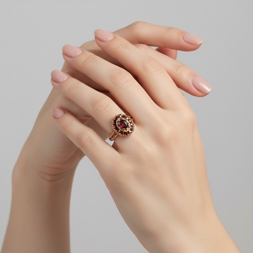 38 - Star Lot : A pretty vintage red tourmaline stone 375 nine carat gold ring. Size - P 1/2, Weight - 3.... 