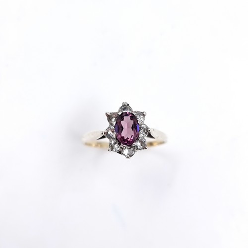 3 - A nine carat gold / silver gemstone ring. Size - Q 1/2,Weight - 2.18 grams.