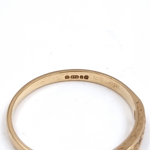 48 - A pretty antique nine carat Gold Diamond set half eternity ring . Size - O 1/2, Weight-  1. 42 grams