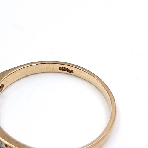 48 - A pretty antique nine carat Gold Diamond set half eternity ring . Size - O 1/2, Weight-  1. 42 grams