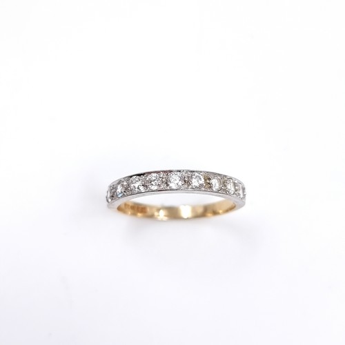 45 - A pretty nine carat gold gemstone half eternity ring. Size - P, Weight - 2. 04 grams.