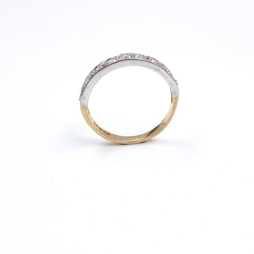 45 - A pretty nine carat gold gemstone half eternity ring. Size - P, Weight - 2. 04 grams.