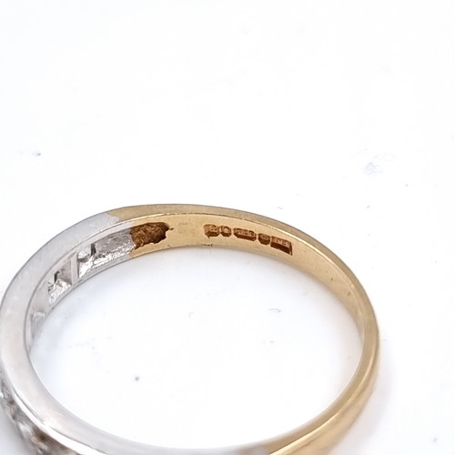 45 - A pretty nine carat gold gemstone half eternity ring. Size - P, Weight - 2. 04 grams.