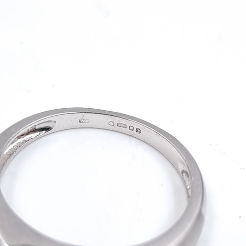 40 - Star Lot : A nine carat white gold ring set with a Pink Sapphire and two Diamonds. Size - P, Weight ... 