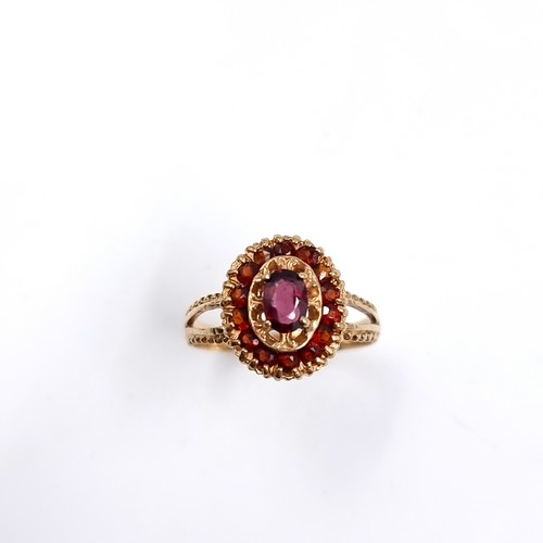 38 - Star Lot : A pretty vintage red tourmaline stone 375 nine carat gold ring. Size - P 1/2, Weight - 3.... 