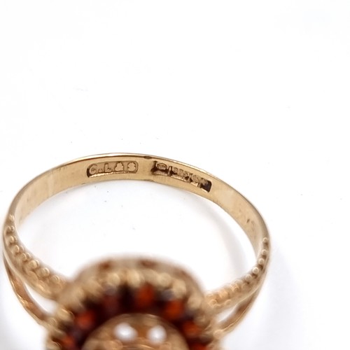 38 - Star Lot : A pretty vintage red tourmaline stone 375 nine carat gold ring. Size - P 1/2, Weight - 3.... 