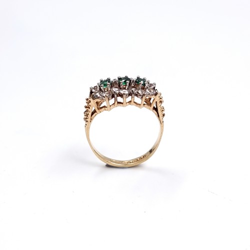37 - Star Lot : A very pretty nine carat gold 375 Emerald and Spinel stone ring. Size - K 1/2, Weight - 2... 