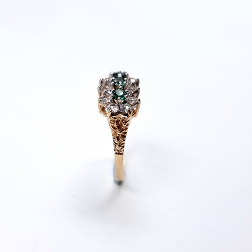37 - Star Lot : A very pretty nine carat gold 375 Emerald and Spinel stone ring. Size - K 1/2, Weight - 2... 