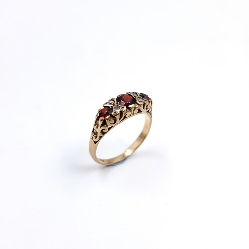 36 - Star lot : An antique nine carat gold 375 Diamond and Garnet stone ring. Size - M, weight - 2.83 gra... 