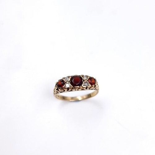 36 - Star lot : An antique nine carat gold 375 Diamond and Garnet stone ring. Size - M, weight - 2.83 gra... 