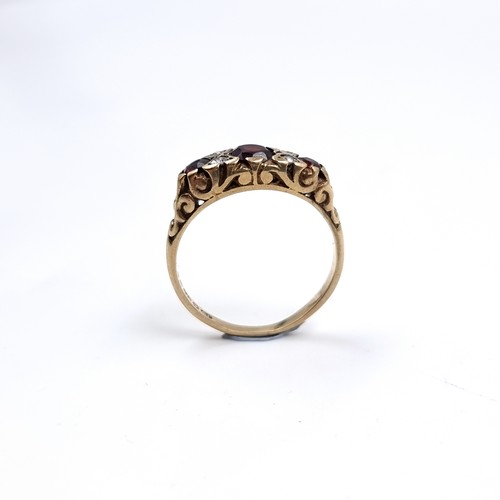36 - Star lot : An antique nine carat gold 375 Diamond and Garnet stone ring. Size - M, weight - 2.83 gra... 