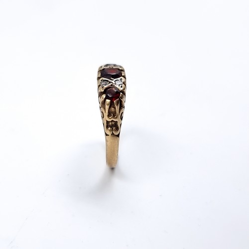36 - Star lot : An antique nine carat gold 375 Diamond and Garnet stone ring. Size - M, weight - 2.83 gra... 