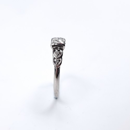 32 - Star Lot : A very nice example of am 18 carat white gold Dimond stone ring. Ring Size - O, Weight - ... 