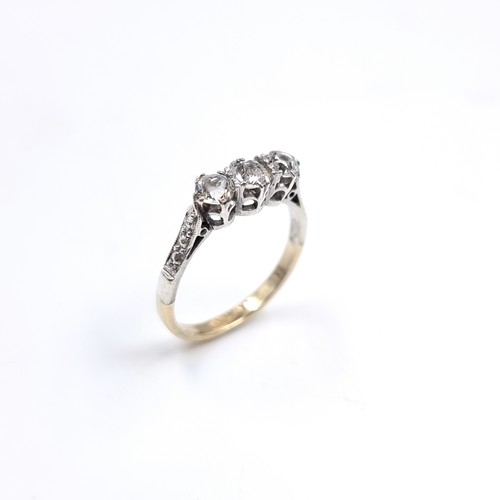 11 - A nine carat gold / Silver gem set ring. Size - O, Weight - 2.1 grams.