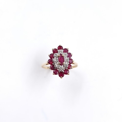 9 - A stunning nine carat gold Ruby and Diamond ring. Size - L, Wight - 2 grams.