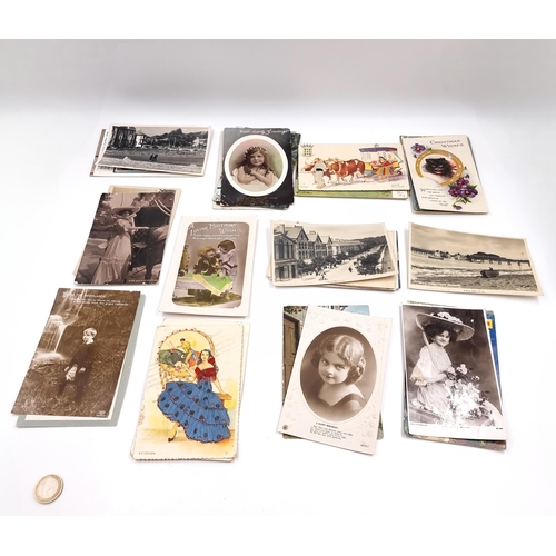 An interesting collection of Forty antique postcards Mostly coloured ...