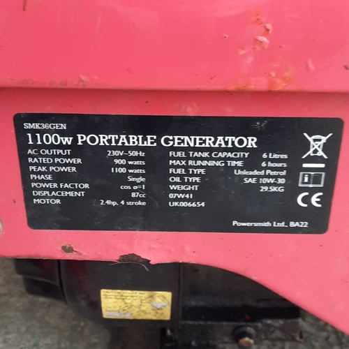 Red metal 1100 W portable petrol generator, model SMK36GEN by ...