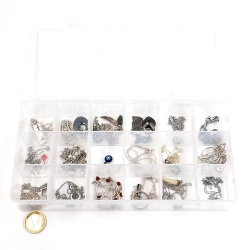 Star Lot : A nice collection of 18 Sterling Silver pendant necklaces. Some gemstone mounted examples. A nice dealers collection.