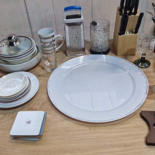 Collection of assorted kitchen and tableware including plates, bowls ...