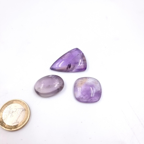 Three beautiful Ametrine Cabochon stones. Weight - 107.91 CT.

Previous in auction on T201125  - 23/11/2025 with Lot no.838

Previous in auction on T271125  - 30/11/2025 with Lot no.1319