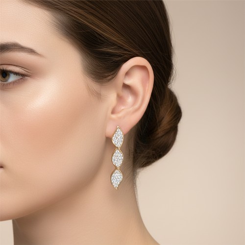 20 - Star Lot : A pair of nine carat gold drop pendant earring. Suitable for pierced ears. Please note, t... 