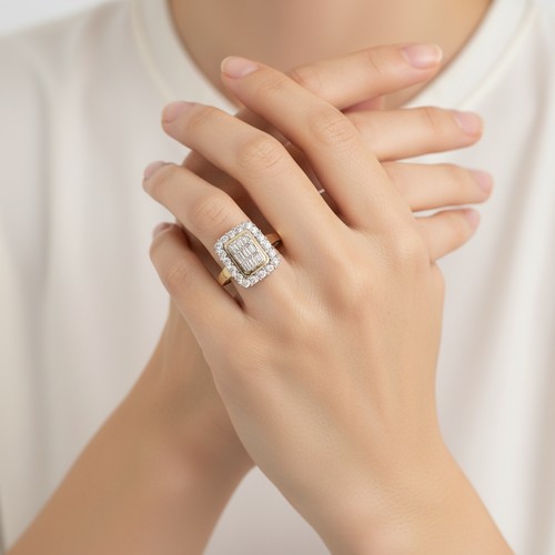 14 - Super Star Lot: A fine Diamond panel ring set in nine carat gold. Estimated weight of Diamonds - O.5... 