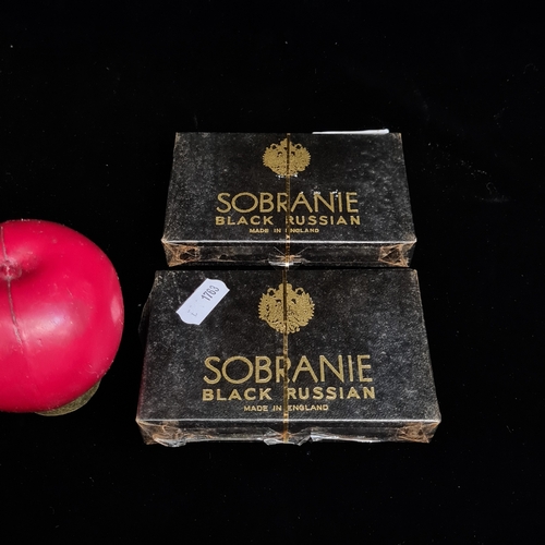 130 - Two new old stock Sobraine Black Russian cigarettes boxes. Both sealed as new in duty free packaging... 