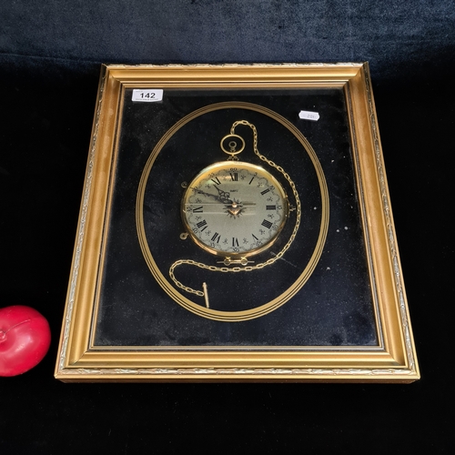 142 - A Ken Broadbent Pocket Watch Collage Clock. Housed in a wooden gilt frame, behind glass. In excellen... 