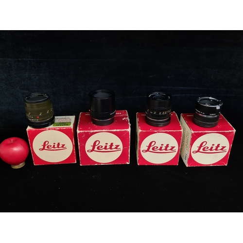 158 - Super Star Lot: Four quality vintage 'Leitz Wetzlar' includes Camera lenses and extenders in origina... 